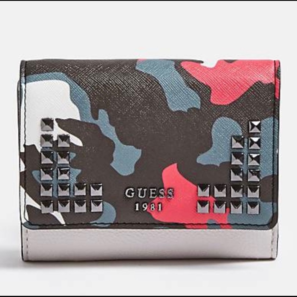 GUESS ‘Gabi’ Camouflage Tri-fold Studded Wallet